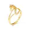 Clear Cubic Zirconia Initial Letter with Crown Adjustable Ring RJEW-M139-17Z-1