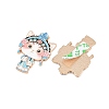 Peking Opera Cat Alloy Enamel Cabochons AL-CBA1A6F-04KCG-C-2