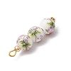 3Pcs Handmade Flower Printed Porcelain Ceramic Pendants PALLOY-JF03974-5