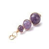 Natural Amethyst Round Beaded Pendants PALLOY-JF04700-02-4