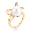 Bowknot Brass Micro Pave Clear Cubic Zirconia Adjustable Ring Settings KK-T076-27G-6