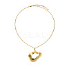 304 Stainless Steel Textured Hollow Pendant Necklaces for Women WG18037-04-2