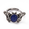 Butterfly Natural Lapis Lazuli Adjustable Rings RJEW-E067-07AS-2