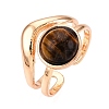Round Natural Tiger Eye Finger Rings RJEW-N046-10D-2