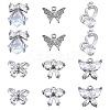 12Pcs 6 Style Brass Inlaid Clear Cubic Zirconia Charms ZIRC-SC0001-12-1