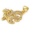 Rack Plating Brass Micro Pave Clear Cubic Zirconia Pendants KK-Z063-35G-2