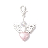 Opaque Acrylic Heart Angel Pendant Decorations HJEW-JM04528-4