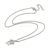 Brass Micro Pave Clear Cubic Zirconia Pendant Necklace LS-NJEW-B100-04P-1