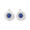 925 Sterling Silver Clear & Dark Blue Cubic Zirconia Flat Round Charms STER-NH0001-78P-1