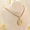 201 Stainless Steel Virgin Mary Pendant Wheat Chain Necklaces for Men NJEW-S387-09G-05-3