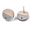 Opaque Resin & Walnut Wood Stud Earring Findings MAK-N032-008A-B04-3