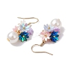 Flower ABS Plastic Imitation Pearl Dangle Earrings EJEW-JE06376-4