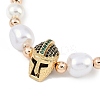 Rack Plating Brass Micro Pave Cubic Zirconia Charm Bracelets BJEW-P341-13G-01-2