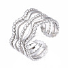 Non-Tarnish 304 Stainless Steel Wave Open Cuff Ring RJEW-T023-34P-3