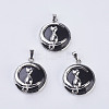 Natural Dyed & Heated Black Agate Kitten Pendants G-K234-D10-1