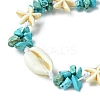 Synthetic Turquoise Starfish & Natural Shell Braided Bead Bracelets BJEW-TA00371-3