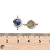 Natural Mixed Gemstone Chip 304 Stainless Steel Flat Round Connector Charms KK-P300-30P-3