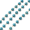 Handmade Synthetic Turquoise Beads & 316 Stainless Steel Round Link Chains CHS-L033-09G-1