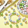 100Pcs 8 Styles Printed Wood European Beads WOOD-CJ0001-84-6