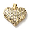 Heart Rack Plating Brass Micro Pave Clear Cubic Zirconia Pendant KK-U019-18G-01-1