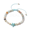 Natural Flower Amazonite Round Beaded Braided Bead Bracelets BJEW-JB10692-03-1