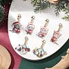 6Pcs 6 Styles Christmas Cat Alloy Enamel Pendant Decorations HJEW-JM02420-2