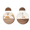Transparent Resin & Walnut Wood Dangle Stud Earrings Sets EJEW-JE04281-6