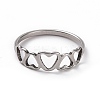 201 Stainless Steel Hollow Heart Finger Ring for Women RJEW-J051-09P-2