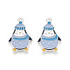 Rack Plating Alloy Enamel Penguin Pendants ENAM-T024-76A-P-1