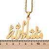 201 Stainless Steel Arabic Pendant Box Chain Necklaces for Women Men LS-NJEW-R013-06G-5