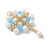 Glass Seed Beaded Flower Pendants PALLOY-MZ00827-04-3