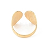 Ion Plating(IP) 304 Stainless Steel Shell Shape Open Cuff Rings RJEW-S418-01G-3