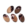Transparent Resin and Walnut Wood Pendants RESI-T057-03B-1