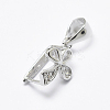 Anti-Tarnish Rhodium Plated 925 Sterling Silver Micro Pave Cubic Zirconia Pendant Bails STER-P034-57P-1