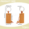   12Pcs Bamboo Laser Engraving Rectangle Keychains KEYC-PH0002-04-2