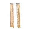 Clear Cubic Zirconia Chain Tassel Dangle Stud Earrings X-EJEW-G321-19G-1