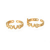 Ion Plating(IP) 304 Stainless Steel Word Love Open Cuff Ring for Women RJEW-S405-262G-1