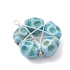 Halloween Dyed Synthetic Turquoise Skull Beaded Pendants PALLOY-TA00297-05-3