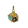 Brass Enamel Cage Pendants BOTT-PW0001-082B-07-1