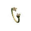 Brass Micro Pave Cubic Zirconia Cuff Rings for Women FS-WG235E9-01-4