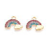 Rack Plating Alloy Rhinestone Pendants FIND-N011-14KCG-1