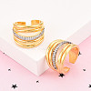 Brass Micro Pave Clear Cubic Zirconia Cuff Rings for Women KK-T074-09G-1