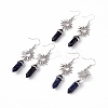 Natural Sodalite Bullet with Sun Dangle Earrings EJEW-I276-01P-04-1