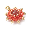 Natural Carnelian(Dyed & Heated) with Glass Seed Beaded Pendants PALLOY-MZ01275-02-2