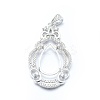 Anti-Tarnish Rhodium Plated 925 Sterling Silver Pendant Cabochon Open Back Settings STER-P044-02P-3