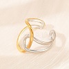 304 Stainless Steel Open Cuff Rings for Women RJEW-K296-03B-GP-3