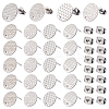 40Pcs 4 Styles Textured Flat Round 304 Stainless Steel Stud Earring Findings STAS-SP0001-54-1
