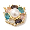 Rack Plating Brass Micro Pave Colorful Cubic Zirconia with Plastic Pearl Beads Pendants KK-P267-19G-1