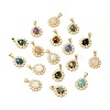 Ion Plating(IP) Natural Mixed Gemstone Teardrop with Plastic Pearl Beaded Pendant G-E599-01G-1