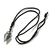 Natural Labradorite Conical Pendulum Pendant Necklace with Nylon Cord for Women NJEW-B106-01F-2